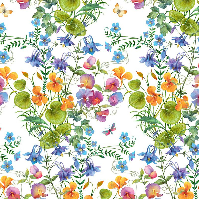 BUCOLIC FLOWERS - Waterproof woven fabric