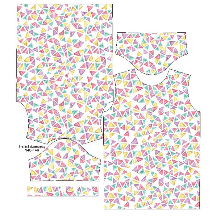 KID’S T-SHIRT- TROPICAL TRIANGLES - single jersey (128/134)