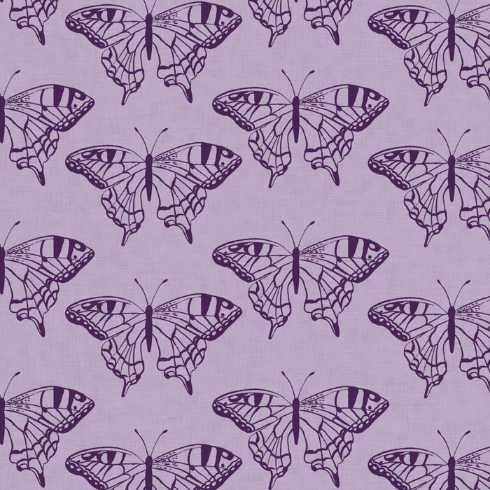MOTÝLI / purpurová (PURPUROVÍ MOTÝLI) - tkanina bawełniana