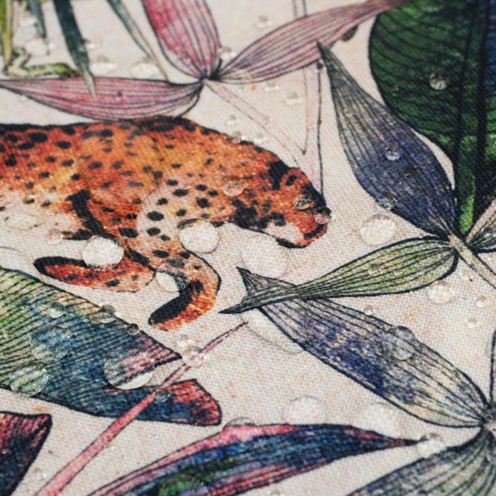 CHEETAH / leaves - Waterproof woven fabric