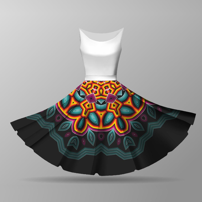 COLORFUL MANDALA -  big circle skirt panel 
