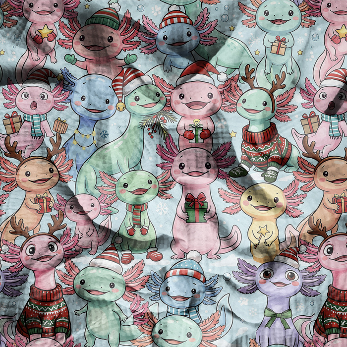 CHRISTMAS AXOLOTL - Baumwoll Musselin
