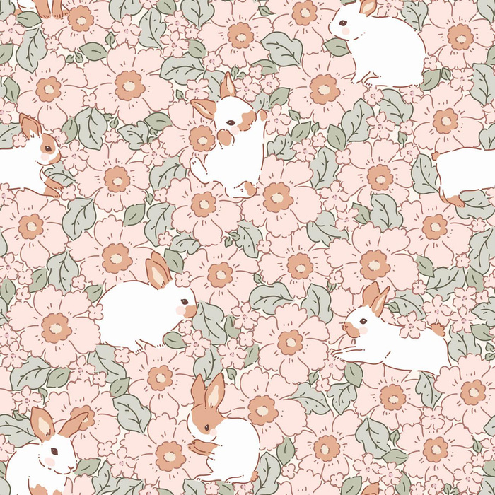 HARES ON FLOWERS- Upholstery velour 