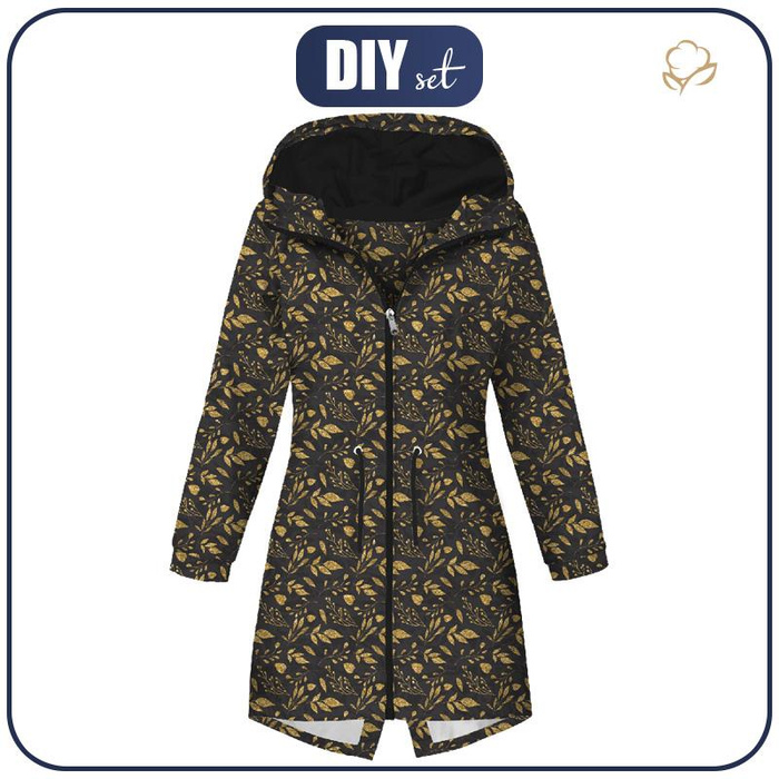 DAMENPARKA (ANNA) - BLÄTTER Ms 11 (gold) / schwarz - Softshell XXL