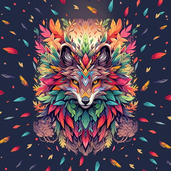 ANIMALS MANDALA wz.1 (fox) - panel (75cm x 80cm) - single jersey z elastanem ITY