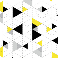 GEOMETRICKÉ TROJÚHELNÍKY ŽLUTÉ 2 / bílý - bavlněná tkanina