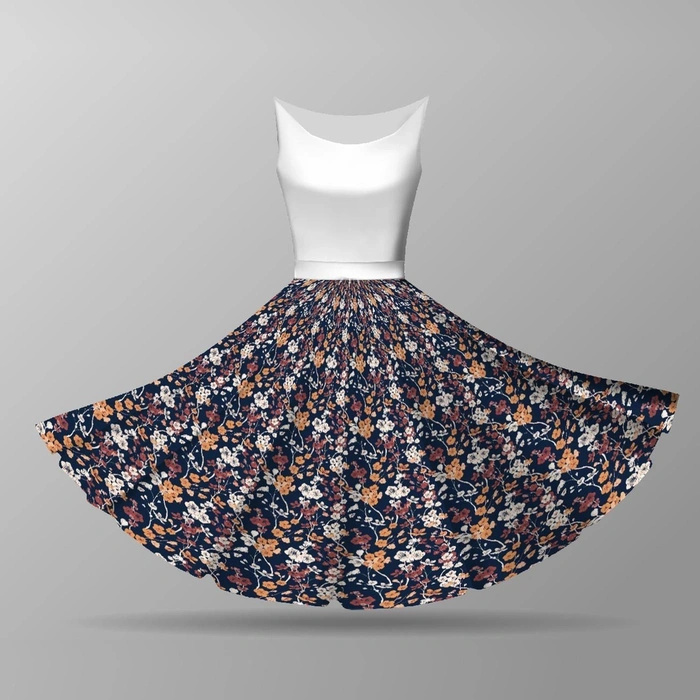 Big circle skirt panel - CREPE - JAPANESE GARDEN pat. 2 (JAPAN)