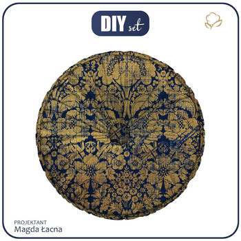 PODUSZKA DEKORACYJNA - MAGICZNE DAMASCO wz. 1 (MAGICZNA SZKOŁA) / złoty - zestaw do uszycia