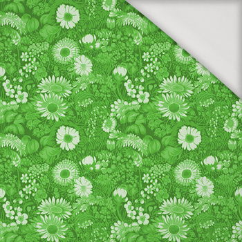 LIME GREEN / FLOWERS - Jersey wiskozowy