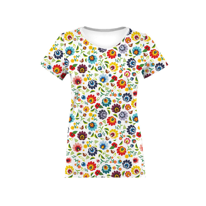 WOMEN’S T-SHIRT - LOWICZ FOLKLORE / white - single jersey