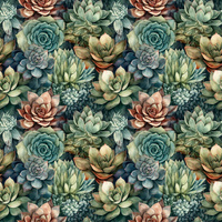 SUCCULENT PLANTS WZ. 8 - Muślin bawełniany