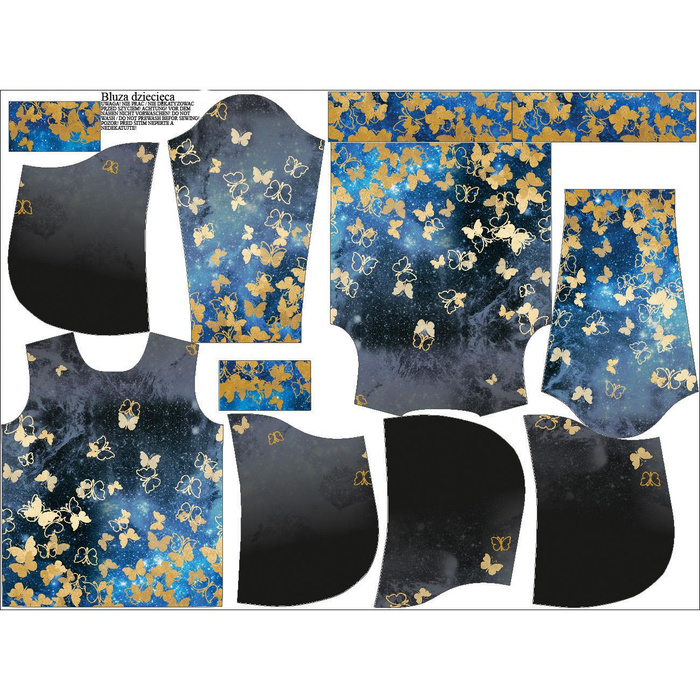 KINDER HOODIE (ALEX) - SCHMETTERLINGE / gold - Nähset (158/164)