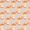 FOXES AND DOTS / beige (FOXES AND PUMPKINS)- Upholstery velour 