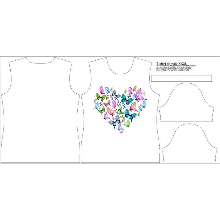 WOMEN’S T-SHIRT - HEART BUTTERFLIES / white - sewing set L