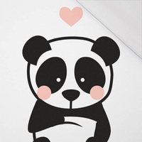 PANDA / PALE PINK size "L" 75x110 cm - white (front) - SINGLE JERSEY PANEL