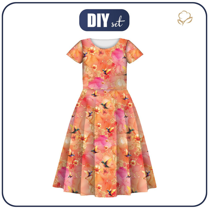 KID'S DRESS "MIA" (122/128) - ALCOHOL PASTEL wz.5 - sewing set 