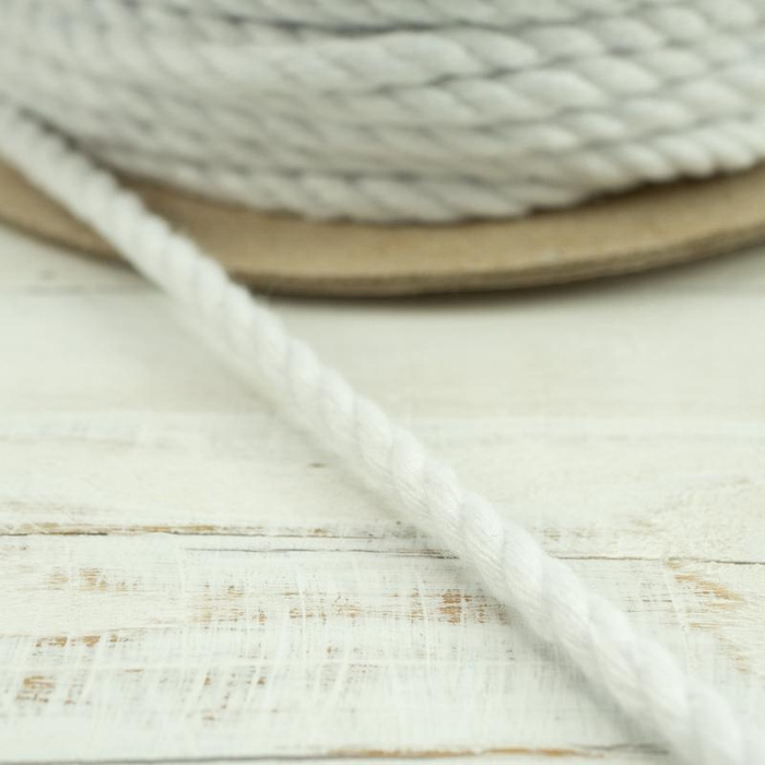 Twisted cotton cord 3 mm - white