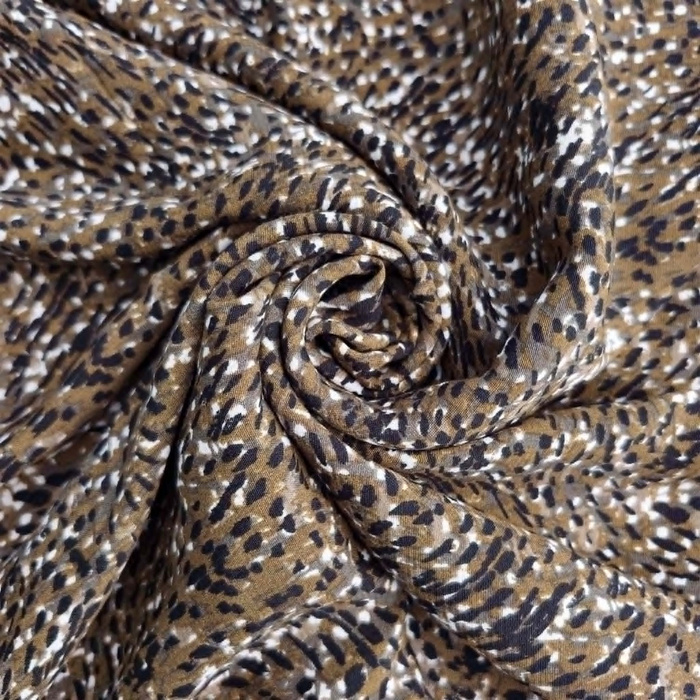 Viskózový krep - ABSTRACT ANIMAL PRINT / hnědý