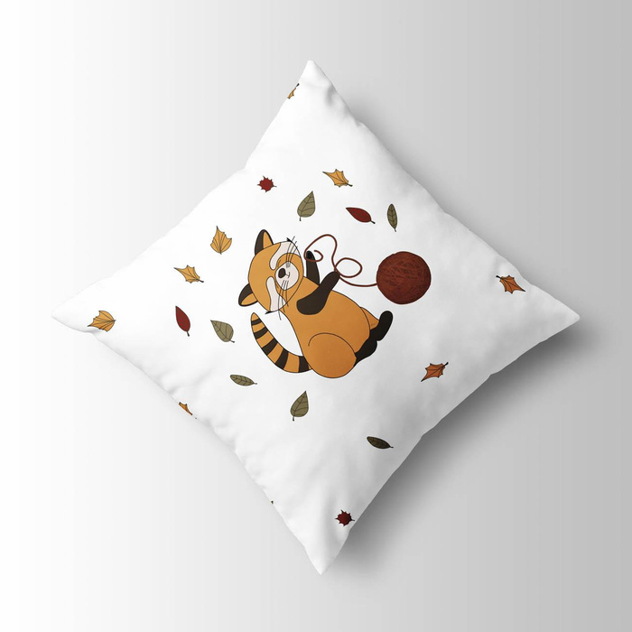 PANDA ČERVENÁ A PŘÍZE (PODZIM ČERVENÉ PANDY) - panel (60cm x 50cm) SINGLE JERSEY