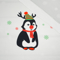 PENGUIN REINDEER / red - panel looped knit