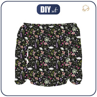Bardot neckline blouse (SOFIA) - PASTEL FLOWERS / black - sewing set L