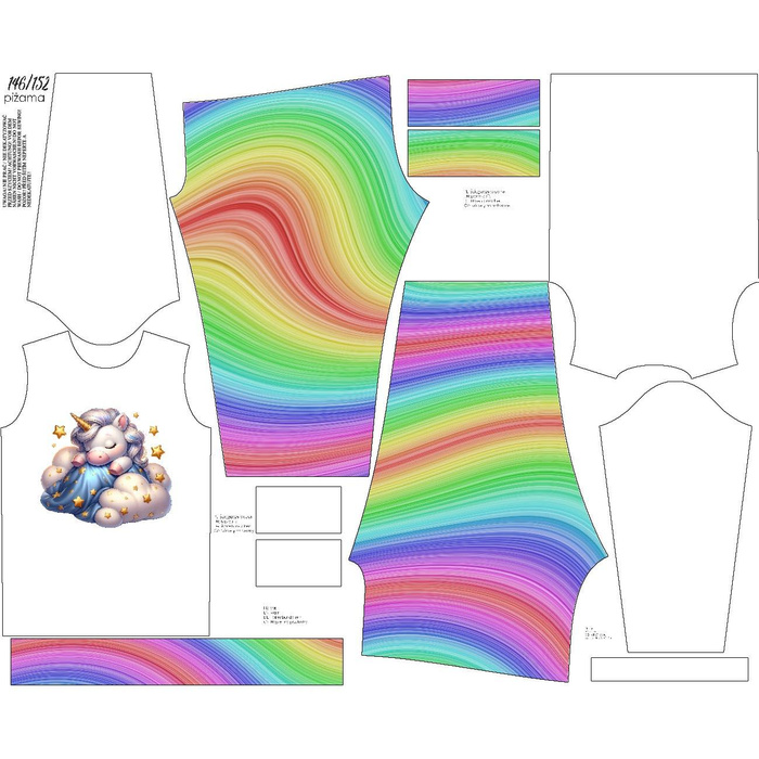 CHILDREN'S PAJAMAS " MIKI" - SLEEPING UNICORN - sewing set (98/104)