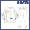 CHILDREN'S PAJAMAS " MIKI" - PASTEL FEATHERS (WILD & FREE) - Elastic cotton knit fabric (86/92)