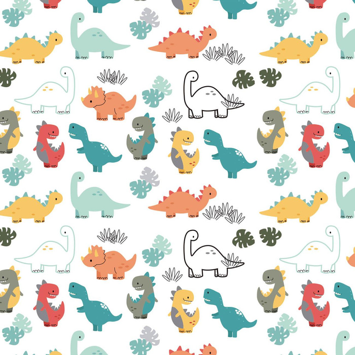 COLORFUL DINOSAURS pat. 1 - looped knit fabric