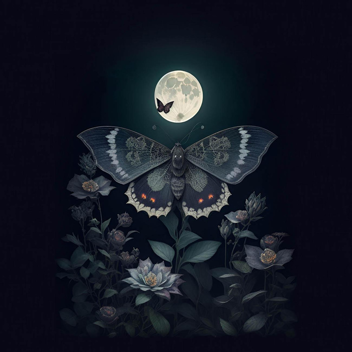NIGHT BUTTERFLY - PANEL (75cm x 80cm) dzianina drapana z elastanem ITY