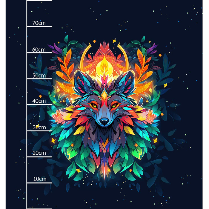 ANIMALS MANDALA wz.4 (WOLF) - panel (75cm x 80cm) - single jersey with elastane ITY