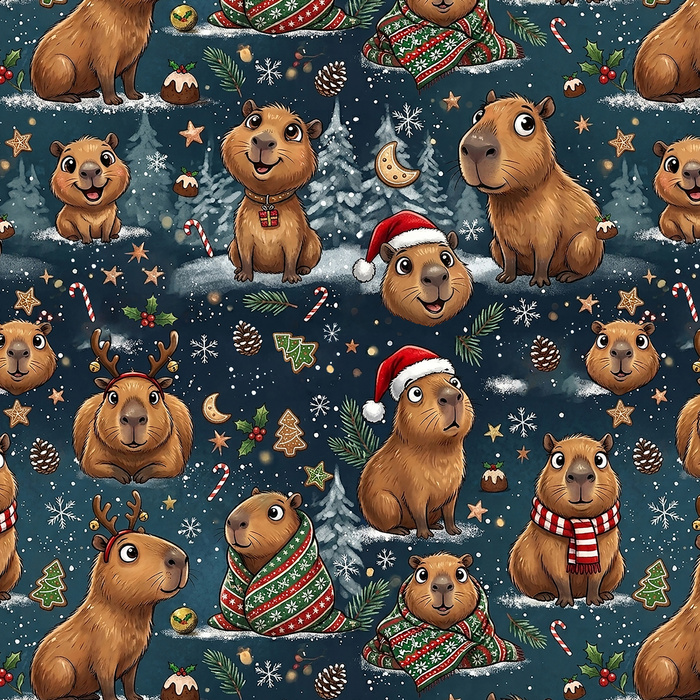 CHRISTMAS CAPYBARA - Jersey wiskozowy
