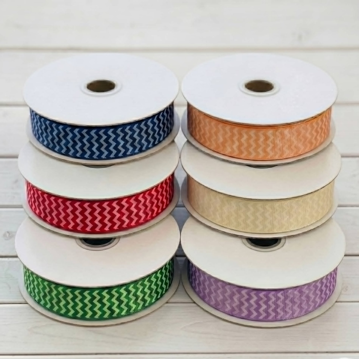 Stuha rypsová s cik-cak vzorem 25 mm - Choice of colors