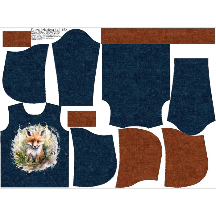 KID'S HOODIE (ALEX) - WATERCOLOR FOX - sewing set (122/128)