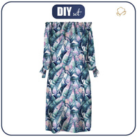 DRESS "CARMEN" - WATER-COLOR LEAVES - crepe XL