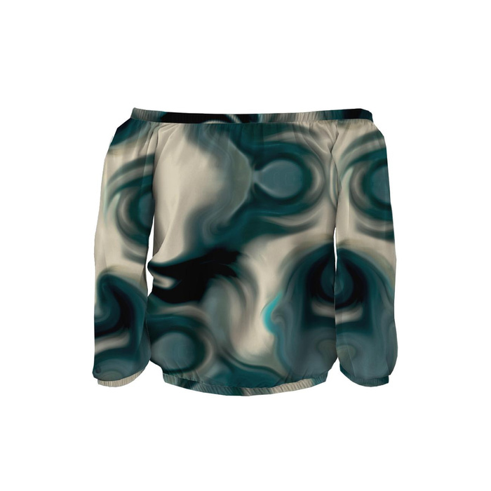 Carmenausschnitt Bluse SOFIA - BUNTE MANDALA m. 2 - Nähset S