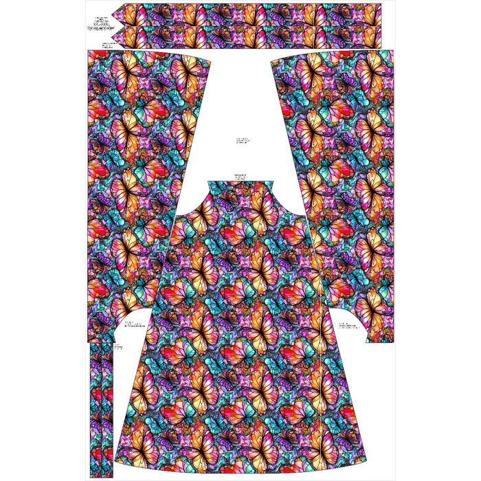 DRESS "DALIA" MAXI - BUTTERFLIES / STAINED GLASS - sewing set XXS-XS