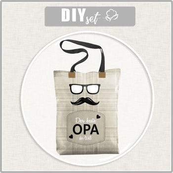 SHOPPER TASCHE - DER BESTE OPA DER WELT / englisches karo-beige - Baumwoll Webware - Nähset