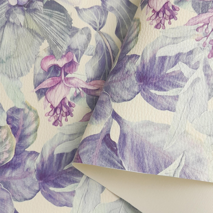 PURPLE FLORAL (46 cm x 50 cm) - dickes geprägtes Kunstleder