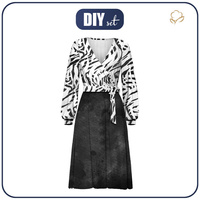 UMSCHLAG ELEGANTES MIDI KLEID (BIANCA) - SCHWARZ-WEISSE ABSTRAKTION - Nähset L