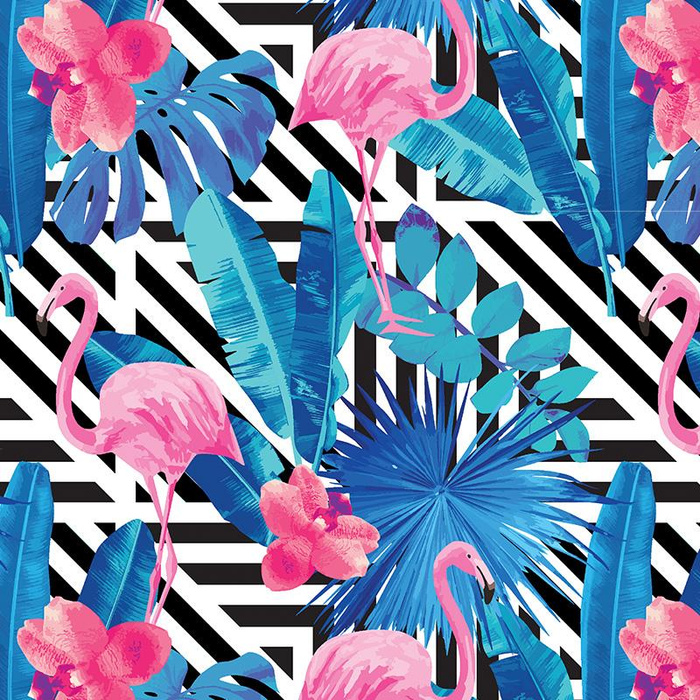 TROPICAL FLAMINGOS - lycra 300g
