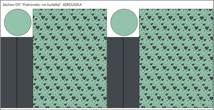 POKROWIEC NA BUTELKĘ - SERDUSZKA - DIY set 