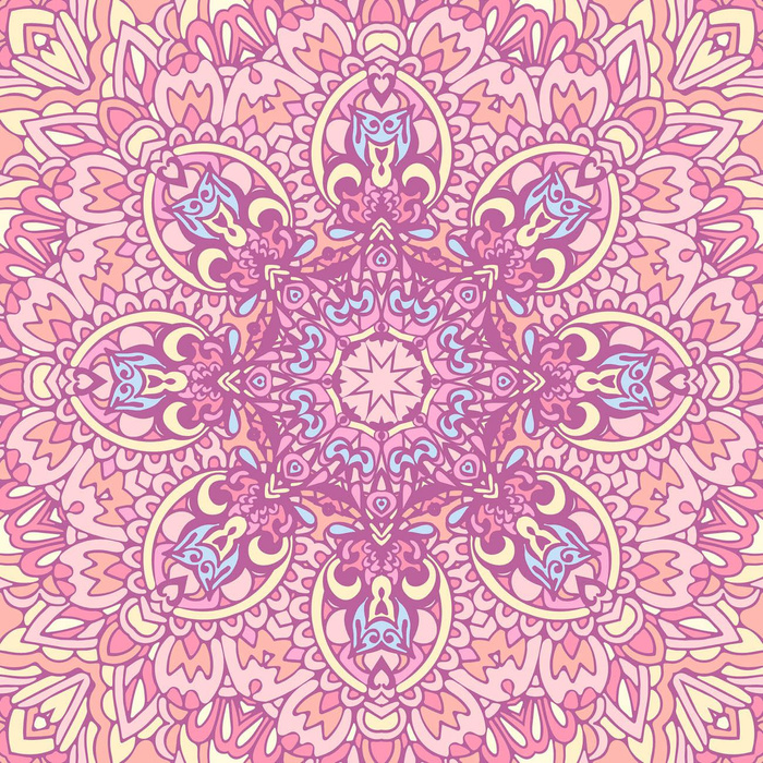 BAREVNÁ MANDALA vz. 2 - organický úplet single jersey s elastanem