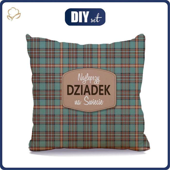 POLŠTÁŘ 45x45 - NAJLEPSZY DZIADEK NA ŚWIECIE / kostka retro - Potahový velur - přední + zadní strana