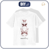 KID’S T-SHIRT - BUTTERFLIES MIX PAT. 4 (GLITTER BUTTERFLIES) - Single Jersey (128/134)