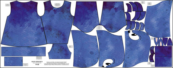 DĚTSKÁ MIKINA S KAPUCÍ (PARIS) - BLUE HEDGEHOG - Sada šití 98/104