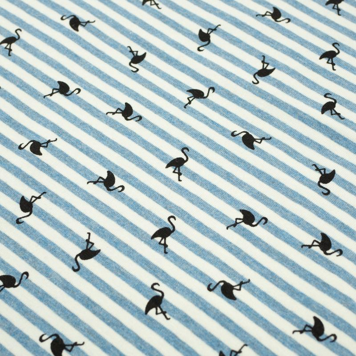 STRIPED FLAMINGOS / blue - single jersey TE210