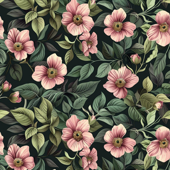 FLOWERS wz.19 - tkanina wodoodporna