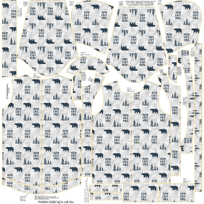 DĚTSKÁ BUNDA PARKA (ARIEL) - Medvědi (adventure) / Šedá - softshell (98/104)