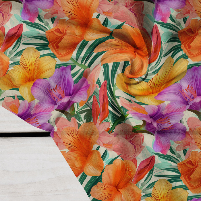 FLOWERS PAPAYA ORANGE WZ. 11 - Krep