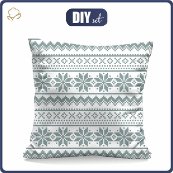 PILLOW 45X45 - ALPINE FLOWERS / grey stripes - sewing set